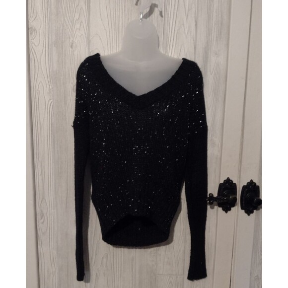 Mudd Women's Black Dark Academia Sweater Medium Sequin Sparkle - Picture 3 of 9